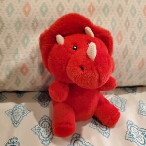 Vintage Cuddle Barn Plush Red Dinosaur Toy